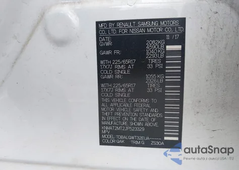 2018 Nissan Rogue Sv from USA, damaged, VIN KNMAT2MT2JP523329